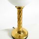 Large 1960s brass column-style table lamp with frosted glass globe