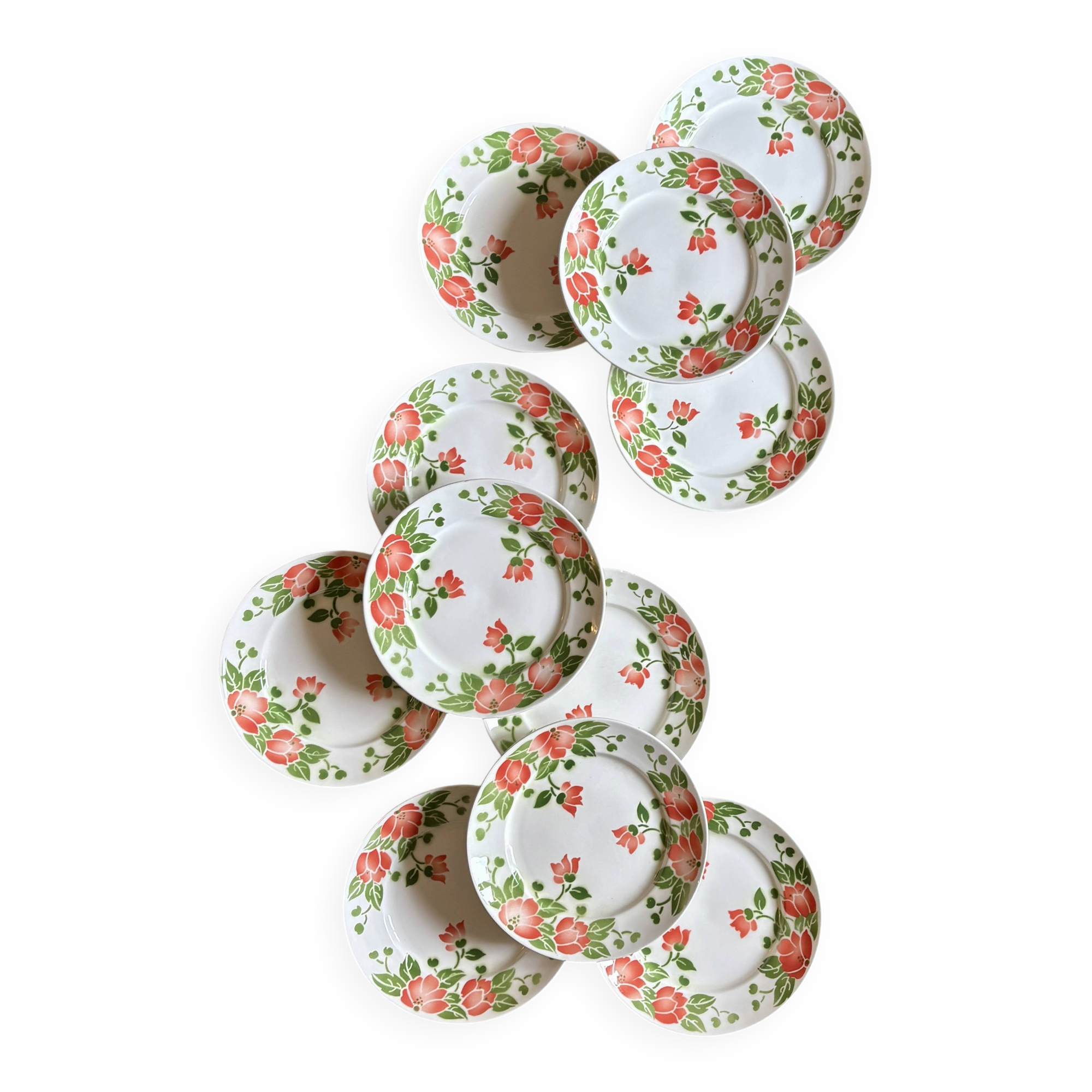 Set of 11 vintage flat plates by Eric de Moulin des Loups.