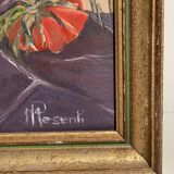 Old painting still life bouquet of flowers