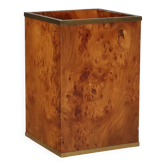 Vintage umbrella stand in burl wood and brass, Italy, 1970s-1980s.