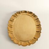 Hollywood Regency Large Oval Brass Tray by Firma Lars Holmström, Sweden 1940's