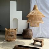 Rattan pendant lamp or light in the shape of an Asian lantern