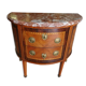 Chest of drawers half moon marquetry 2 drawers marble top late nineteenth century