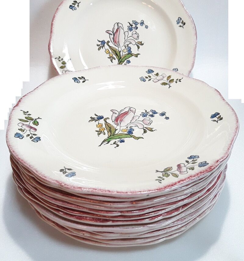 Set of 13 plates Gien earthenware 25cm
