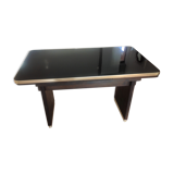Table basse avec plateau en verre noir relevable et rallonges années 40-50