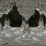 Set of 6 crystal water glasses from ARQUES. Pompadour model.
