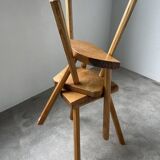 Set of 3 oak tripod stools