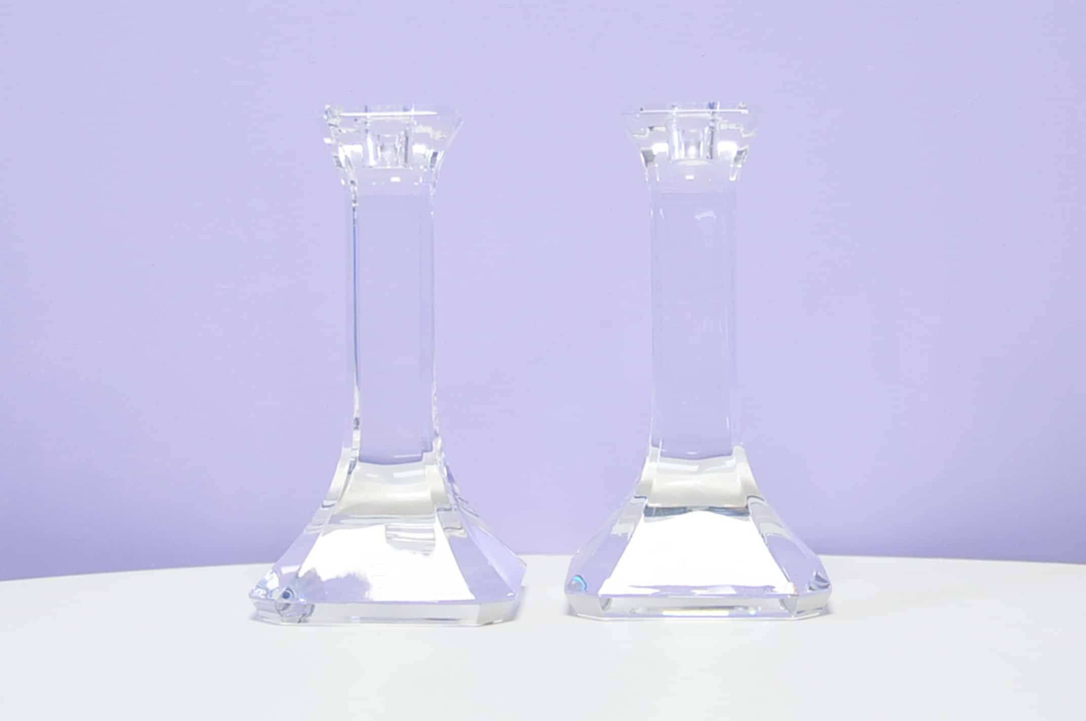 Set of 2 crystal candlesticks Orrefors