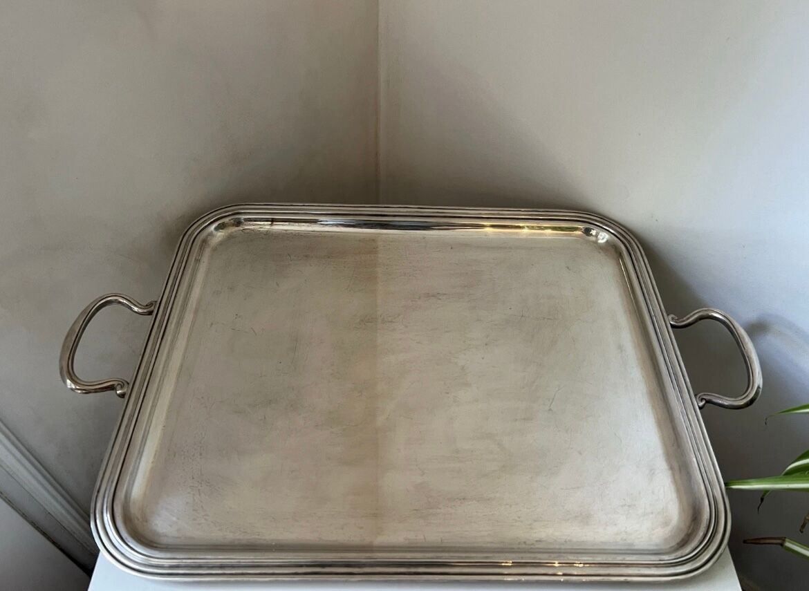 Large BOULENGER silver metal serving tray