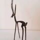 Trio gazelles and antelopes in brass and bronze