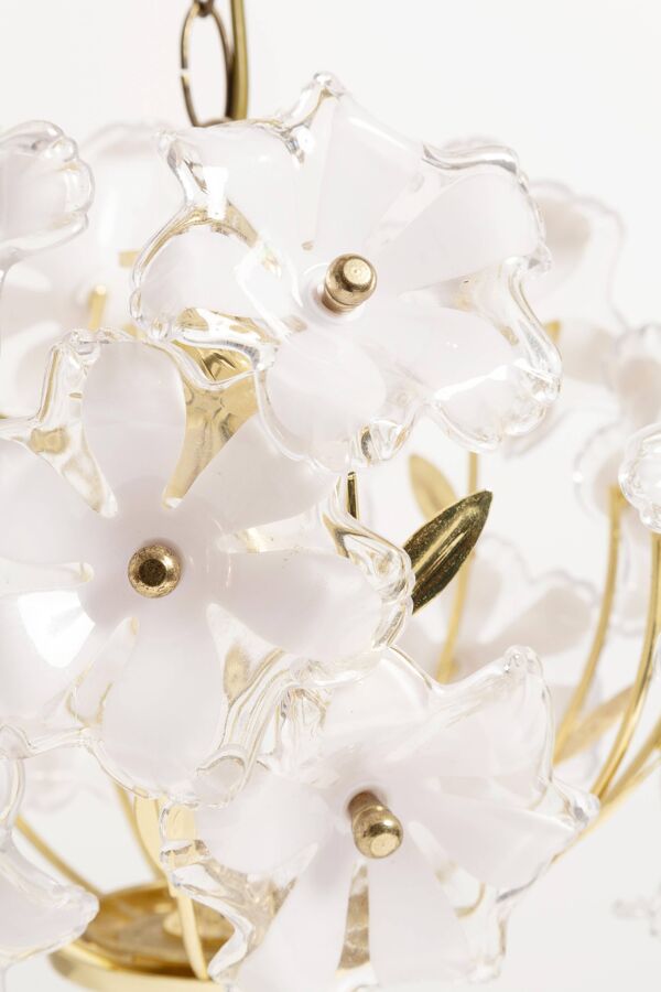 Lustre style Hollywood Regency, fleurs blanches, Italie, années 1960