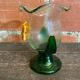 Vintage Murano Glass Vase with Orange and Yellow Flower Decoration, Italy