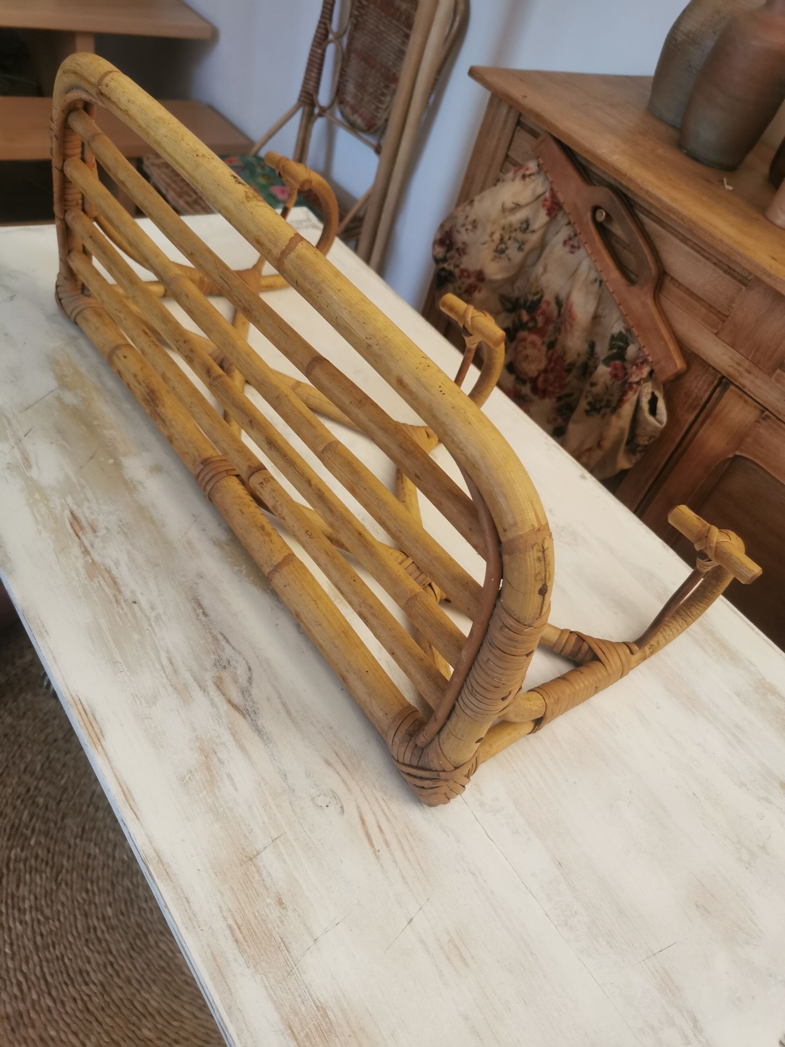 Rattan coat rack
