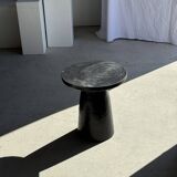 Black solid mango side table (monoxyle) with conical legs