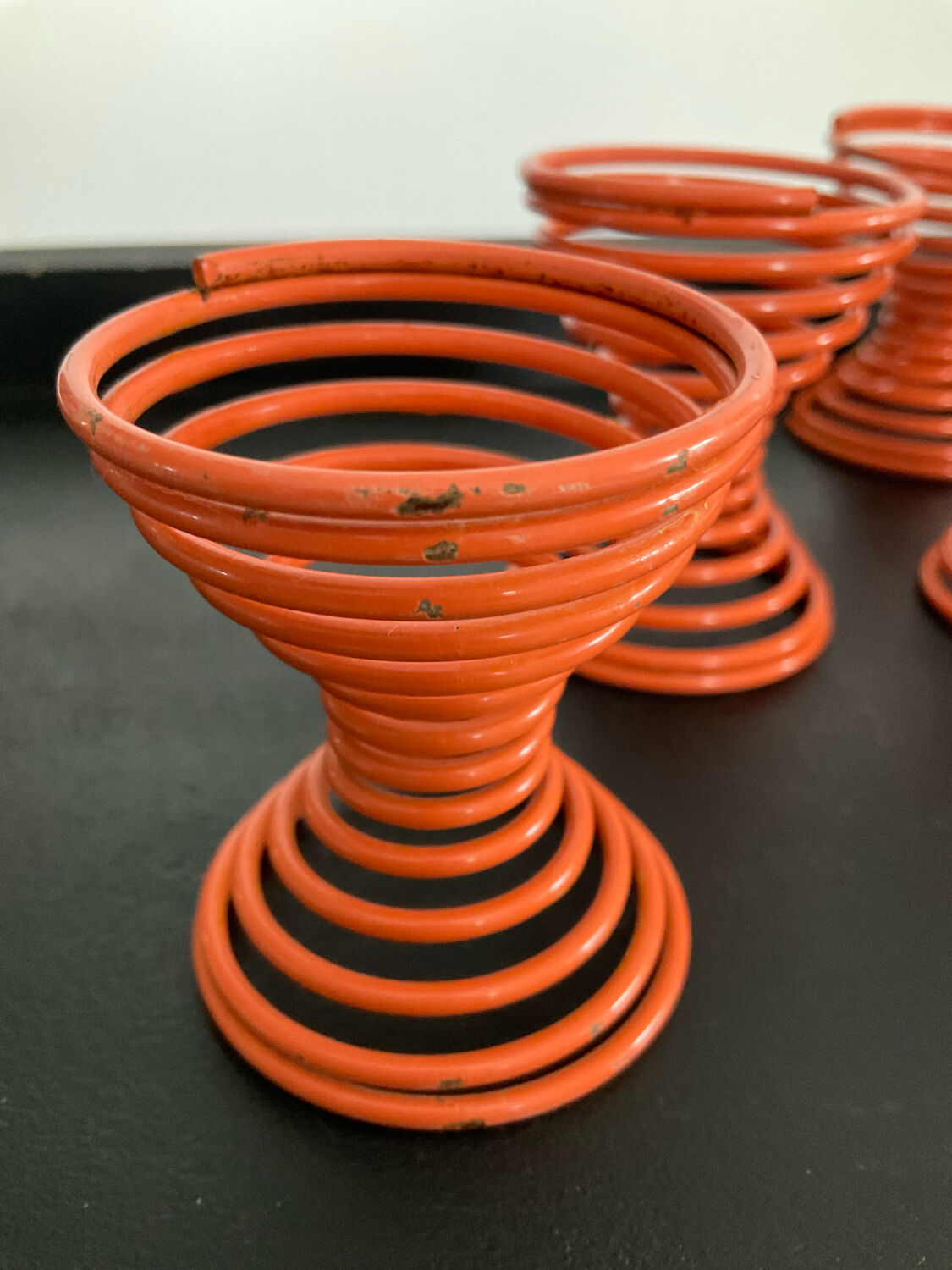 Series of 4 vintage poppies orange spring
