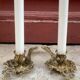 Pair of hand candlesticks / bronze candle holders