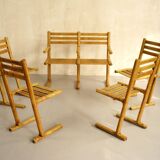 Set of 4 chairs and a bench, France 1960