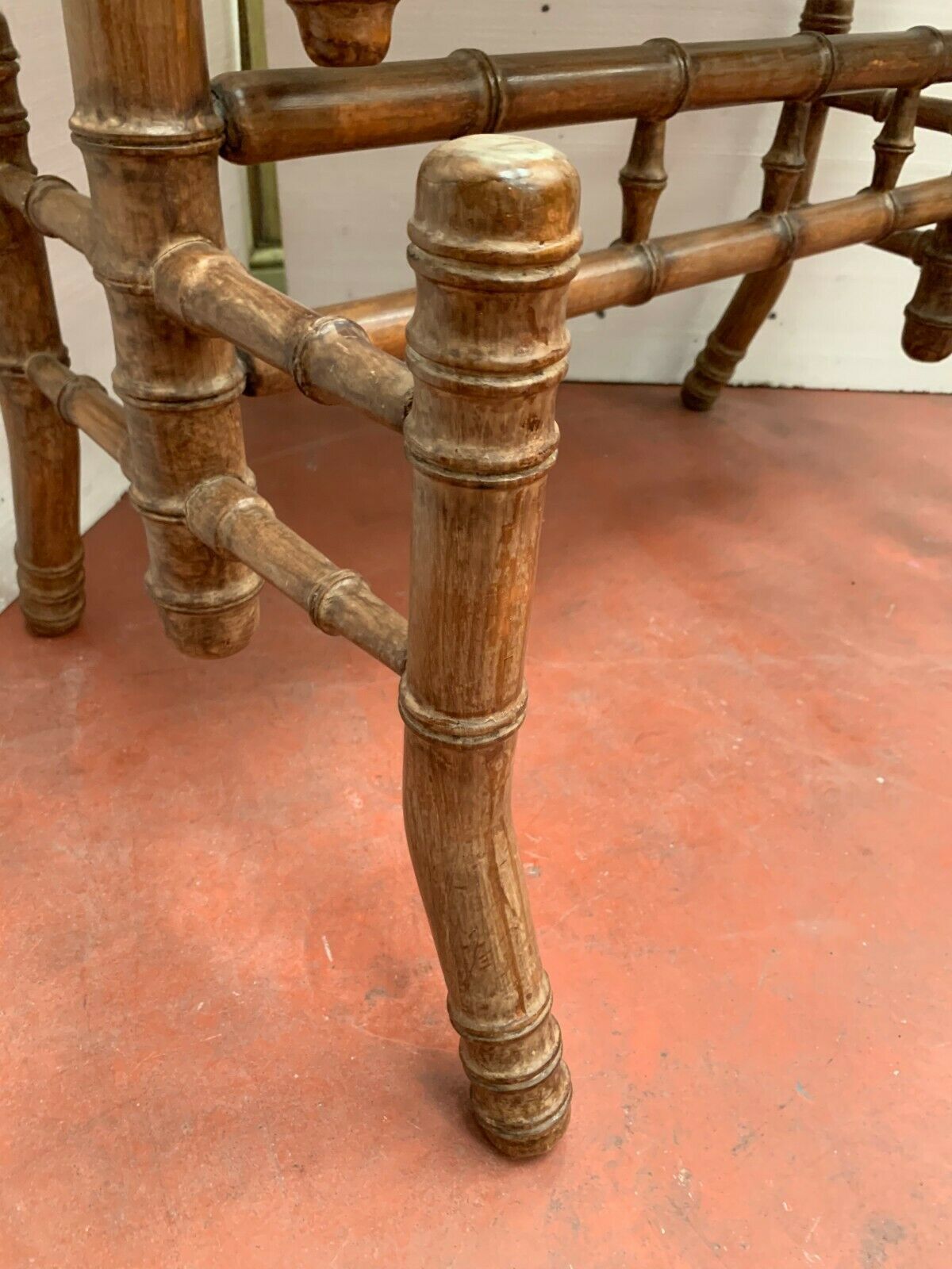 19th century bamboo-style cherry-style psyche mirror 85x193cm