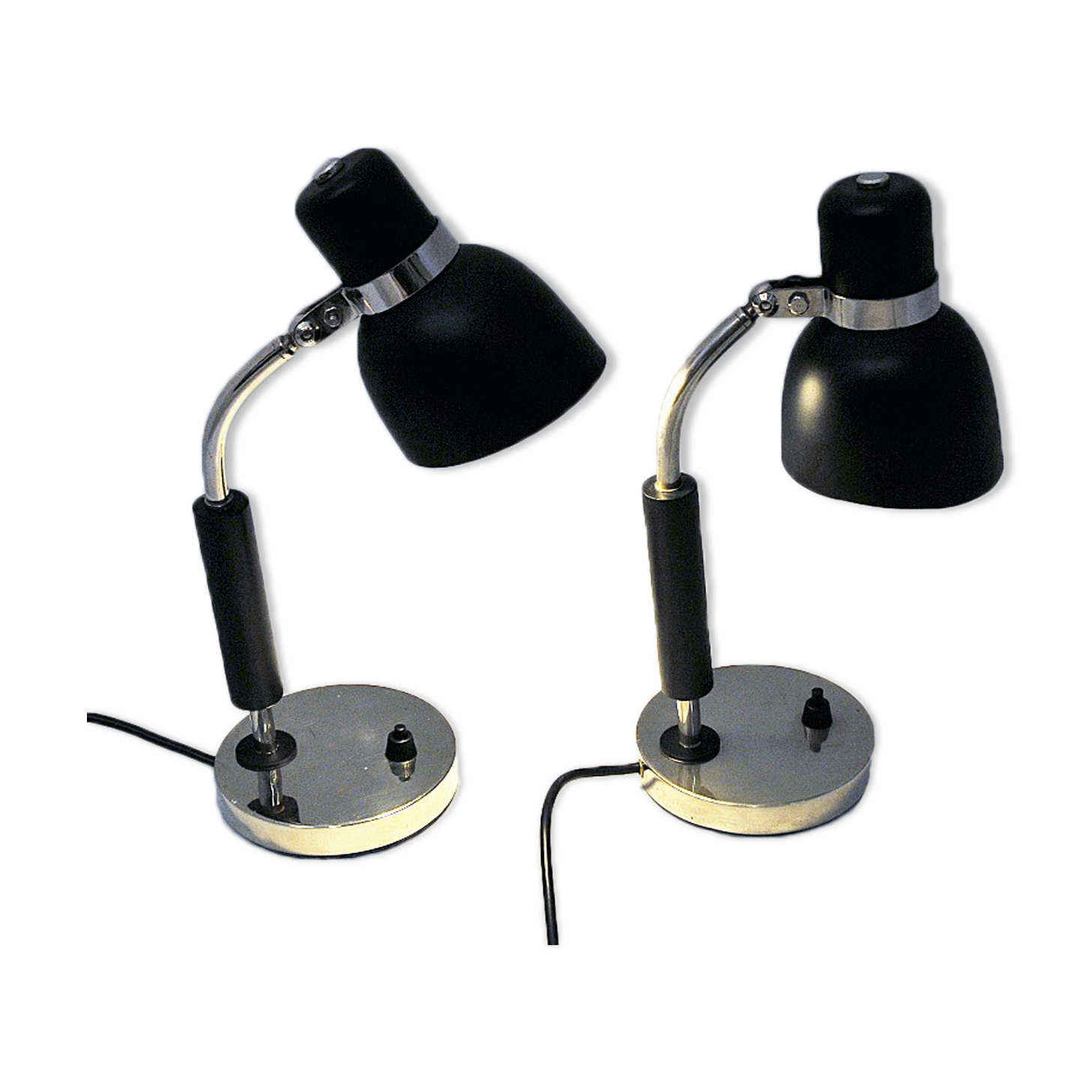 Black and classic pair of metal table lamps 1940s- Sweden