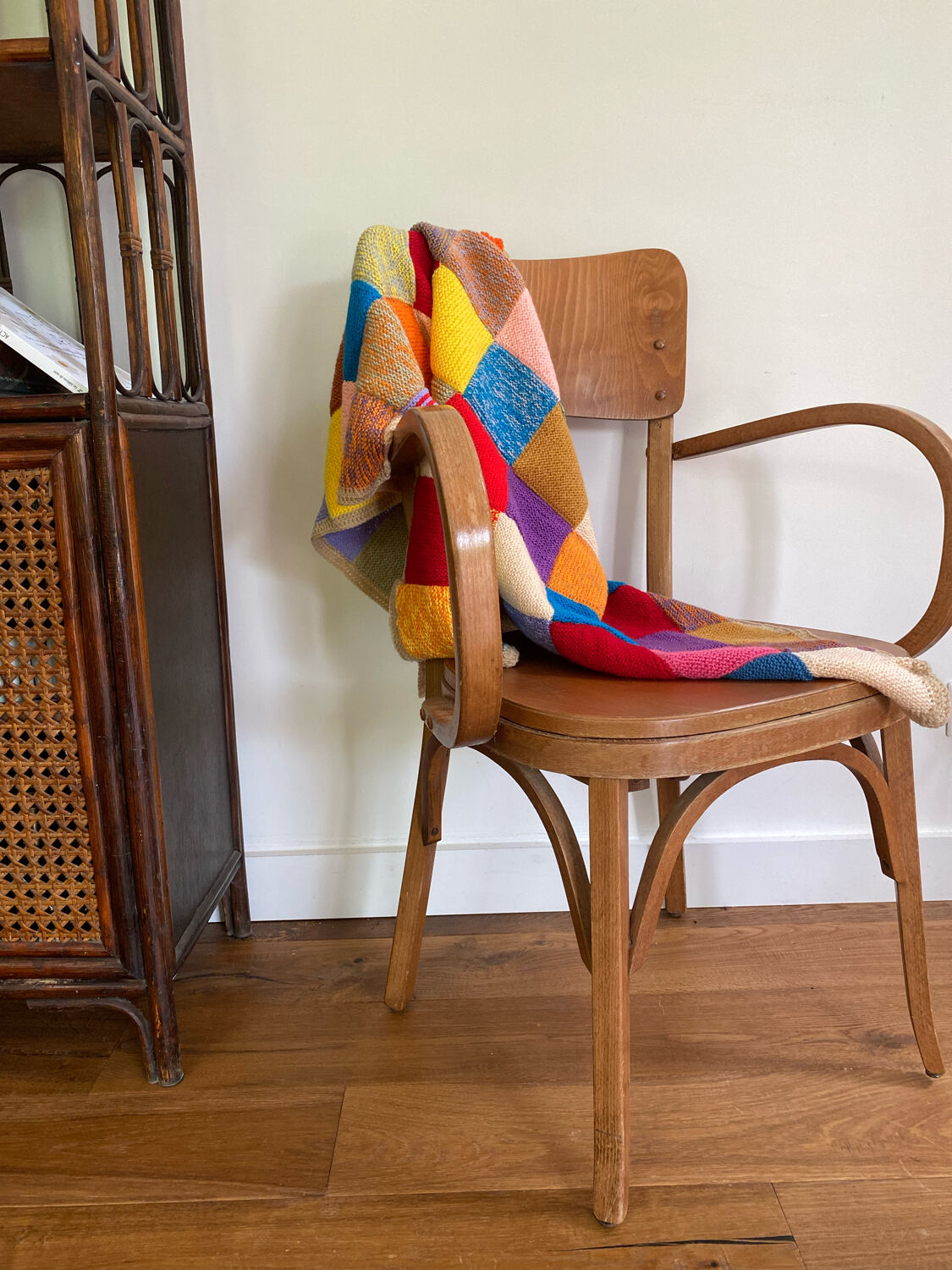 Granny Square Multicolor Crochet Old Wool Blanket