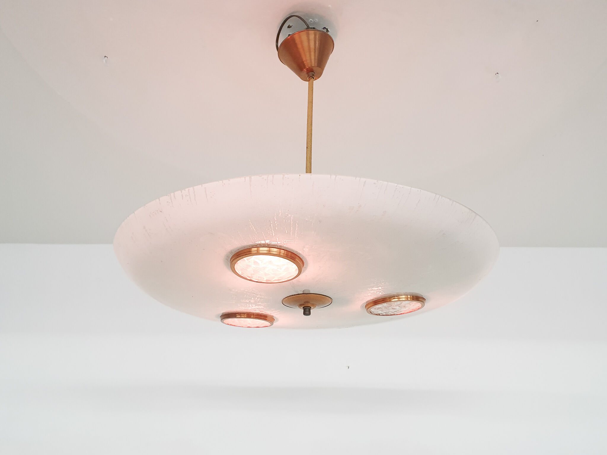 Glass and brass ceiling or pendant light