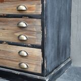 Display cabinet – Vintage sideboard with wooden drawers and glass doors