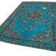 Hand-knotted distressed oriental 1970s 195 cm x 322 cm turquoise carpet