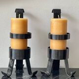 Pair of vintage brutalist iron candlesticks