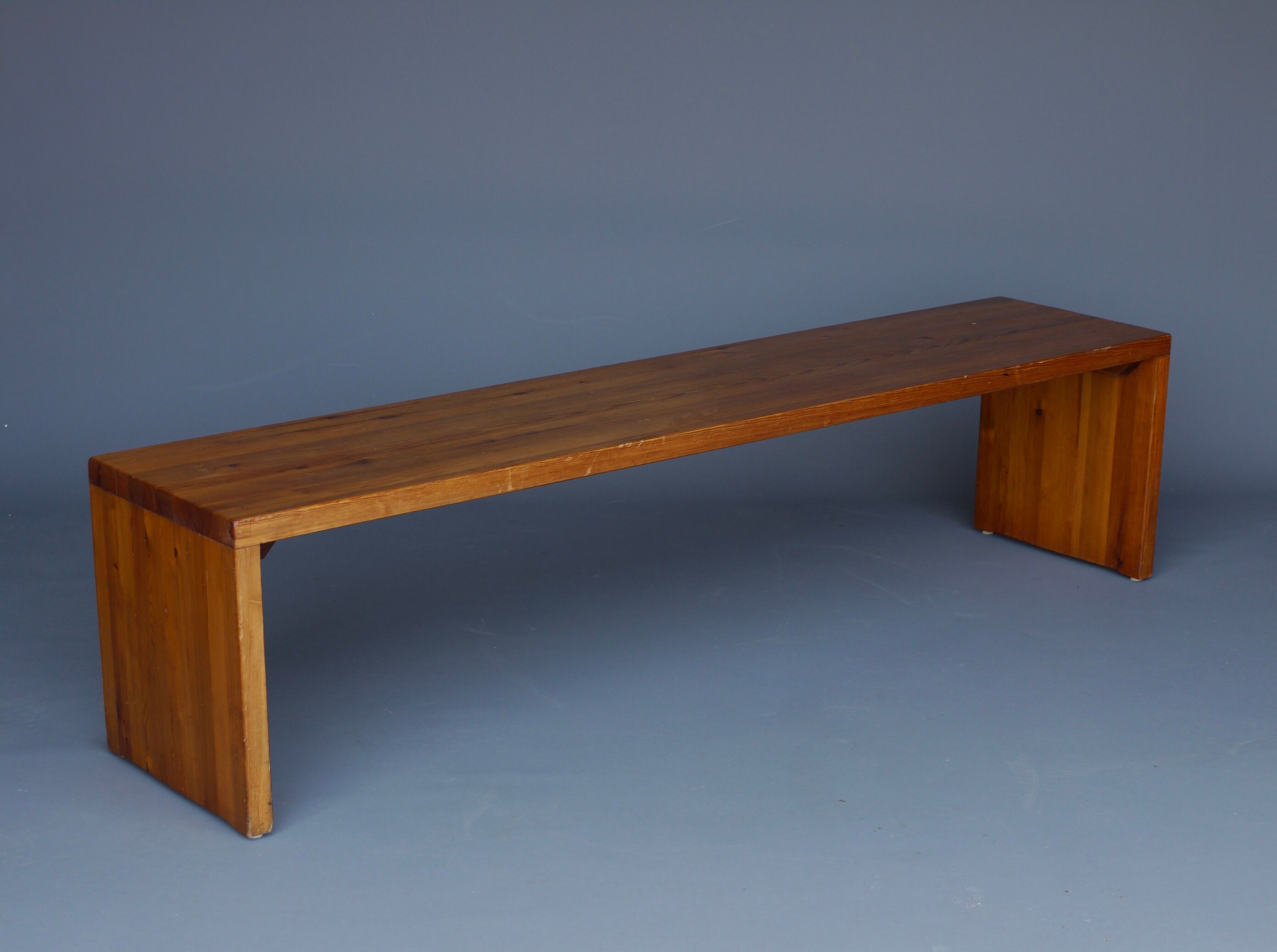 Vintage Scandinavian long pine bench. 1960s