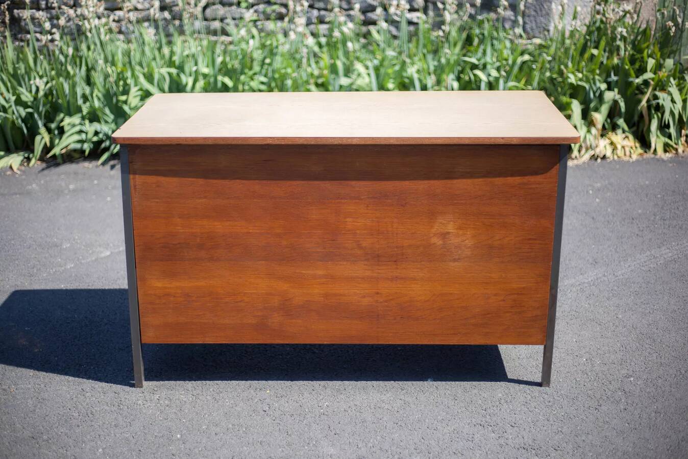 Wood and metal desk with Formica top, 50