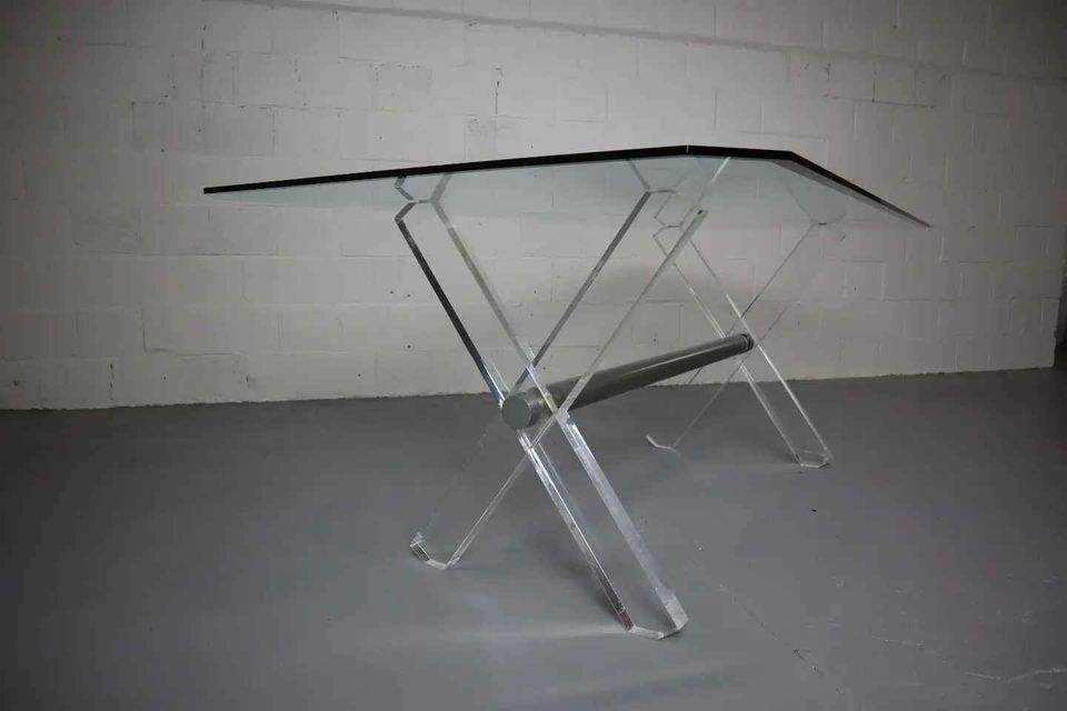 Vintage acrylic and glass dining table