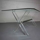 Vintage acrylic and glass dining table