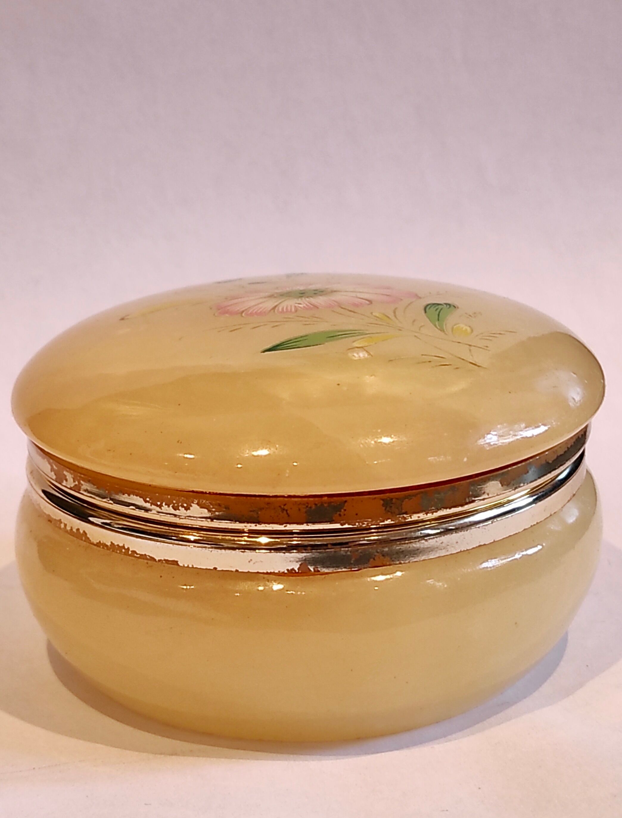 opaline box with floral pattern, 60s