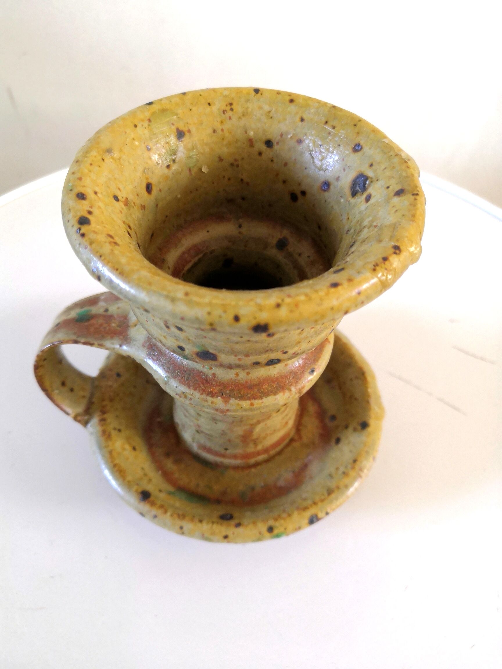 Ceramic candle holder signed Tiffoche design 60s