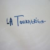 Enameled ceramic art plate, signed La Tournerie, 1960s/1970s