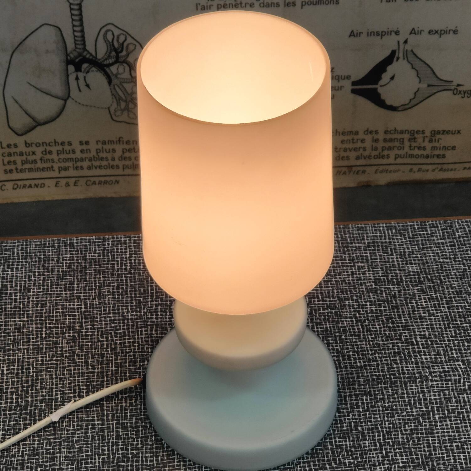 Ivan Jakes satin white opaline table lamp 1960