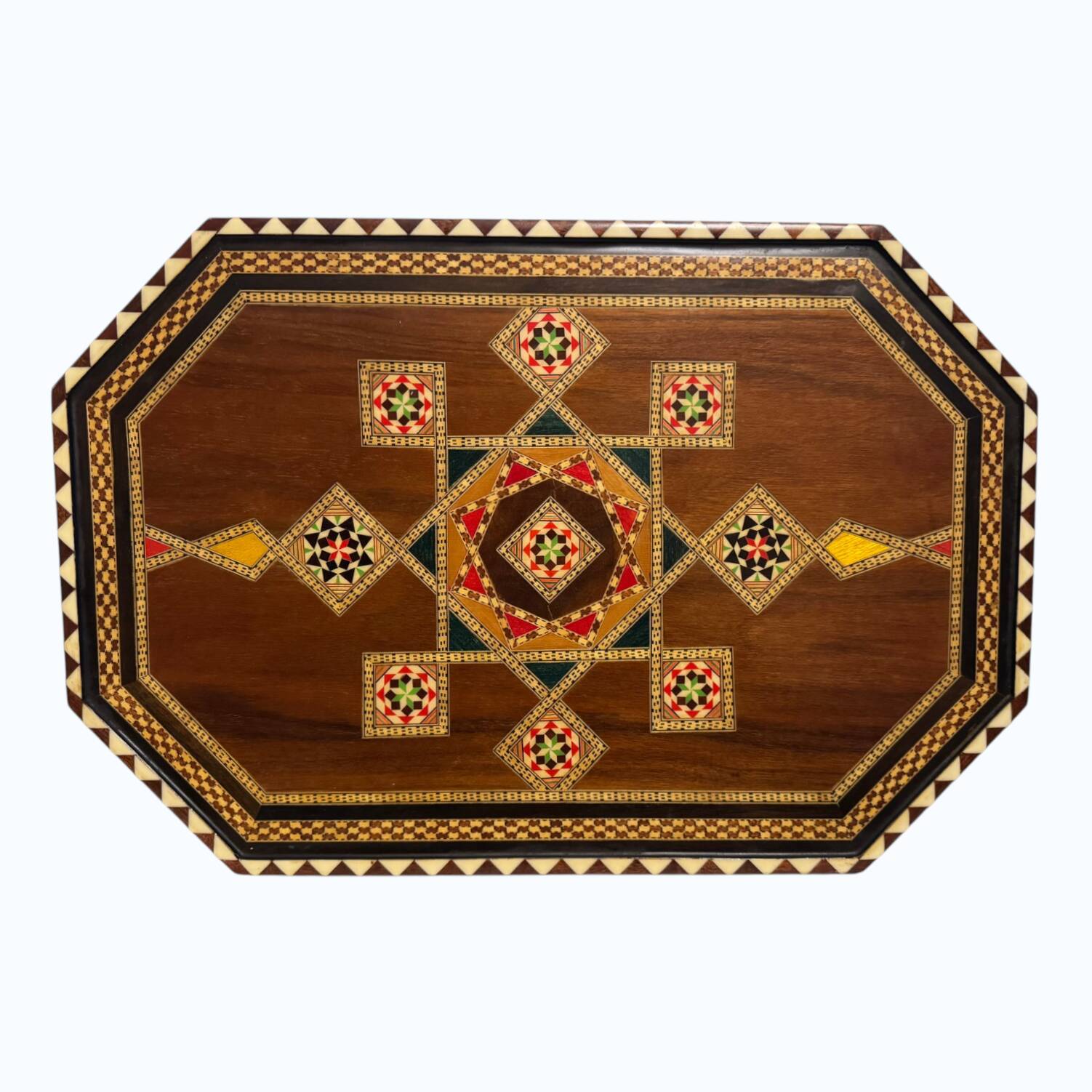 Vintage Hardwood Serving Tray with Copper Inlay – Dutch Mid-Century Tray
