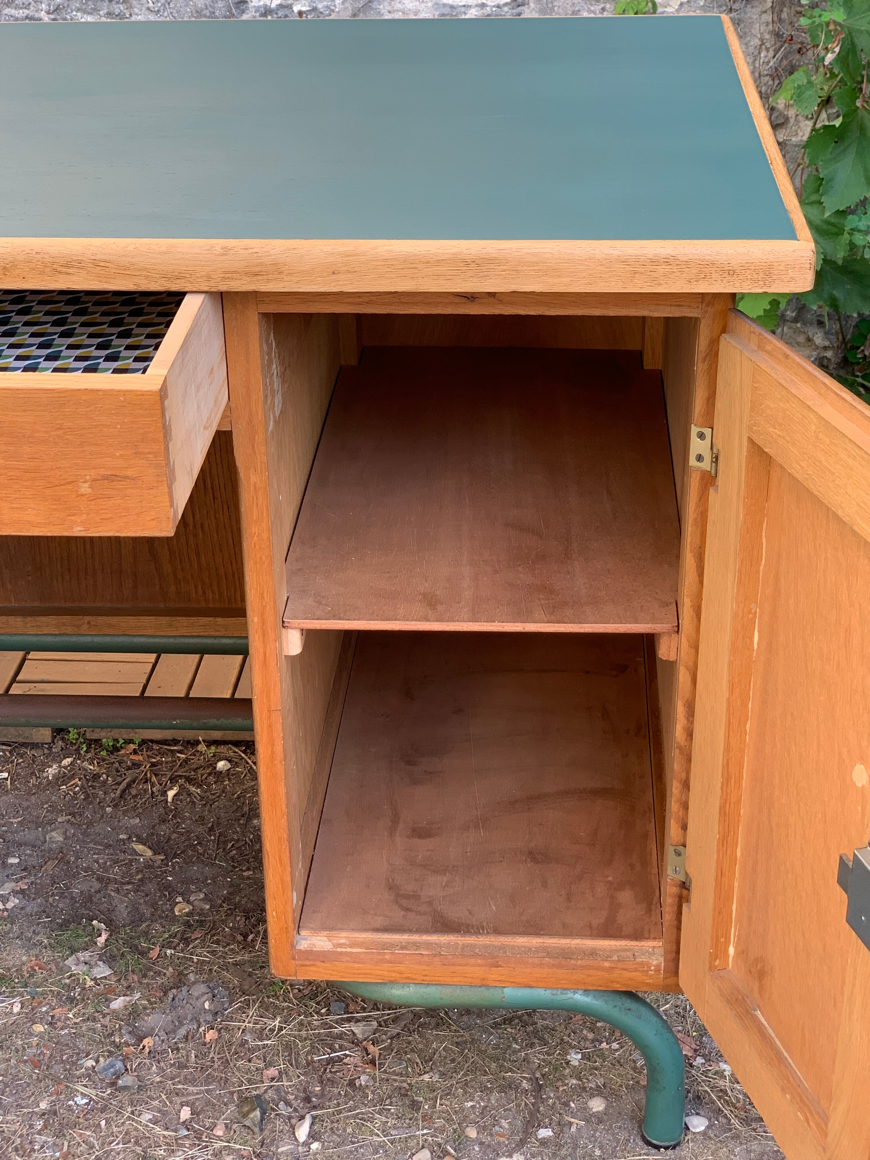 1950s schoolmaster's desk in solid oak