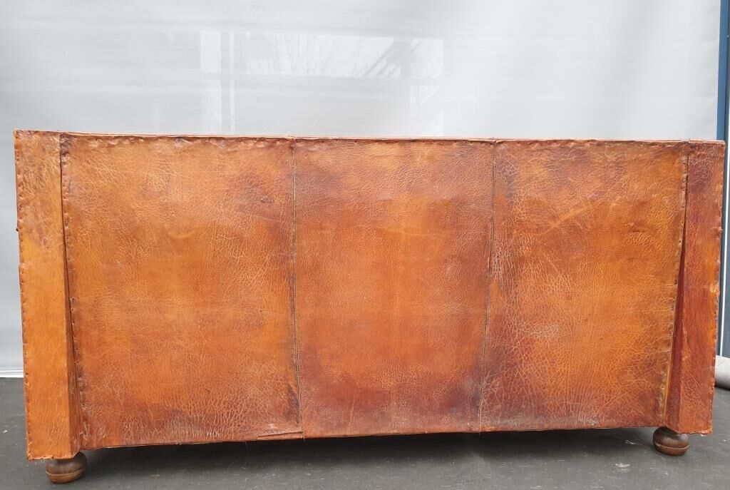 Vintage studded leather club sofa 50/60