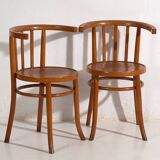 Antique bentwood chairs with carved seats (c. 1920). Set of 4 #1