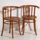 Chaises anciennes en bois courbé avec assise gravée (c.1920). Ensemble de 4 pièces #1
