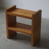Pair of Scandinavian Modern, Brutalist Night Stands in Solid Pine, 1970s