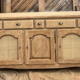 Antique enfilade / solid raw oak sideboard with caning