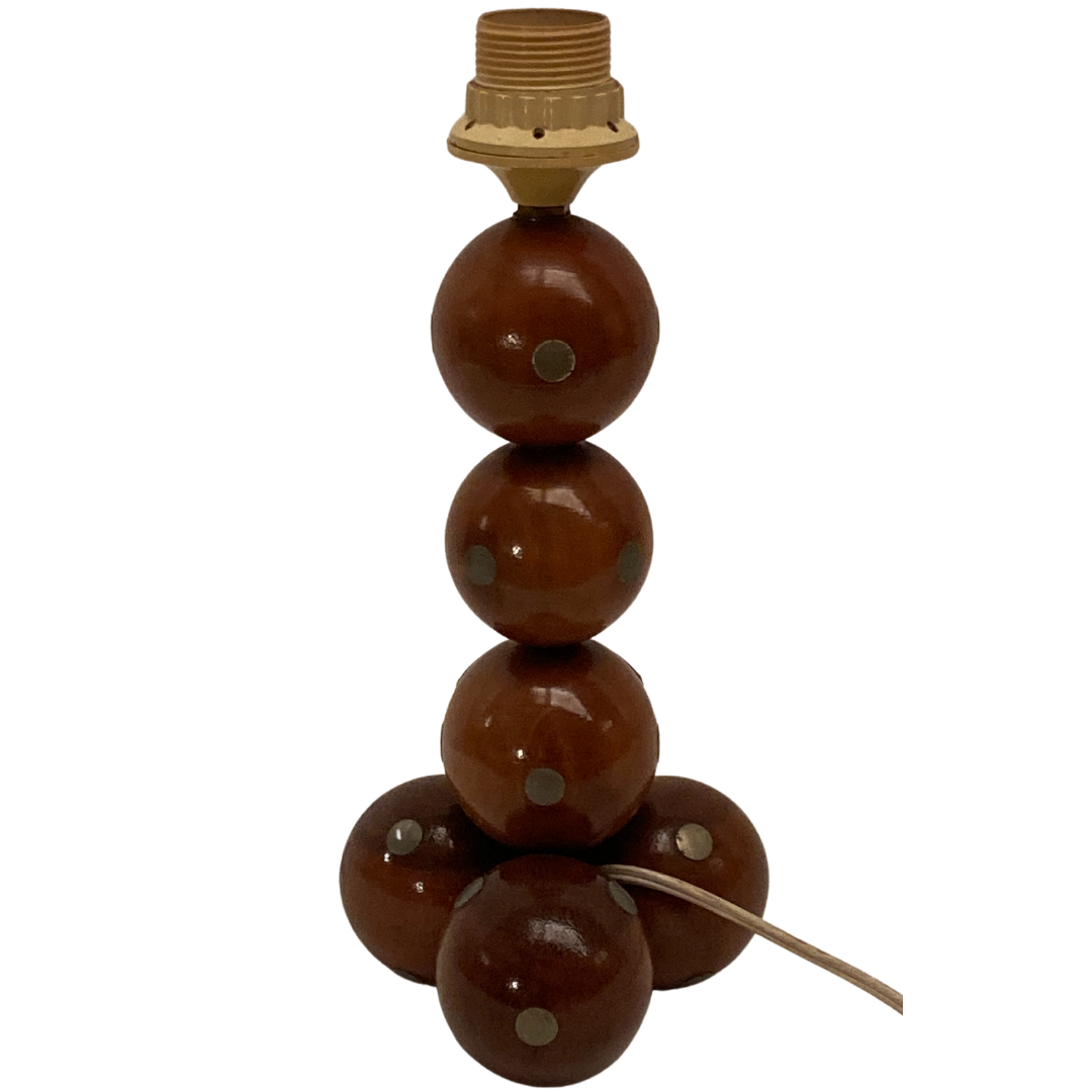 Dutch unique handcrafted wooden sphere ball table lamp, 1970s