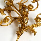 XL 1960s Italian gold-plated wall lamp with four sockets | heigh 80ccm