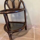 Half moon rattan bedside table