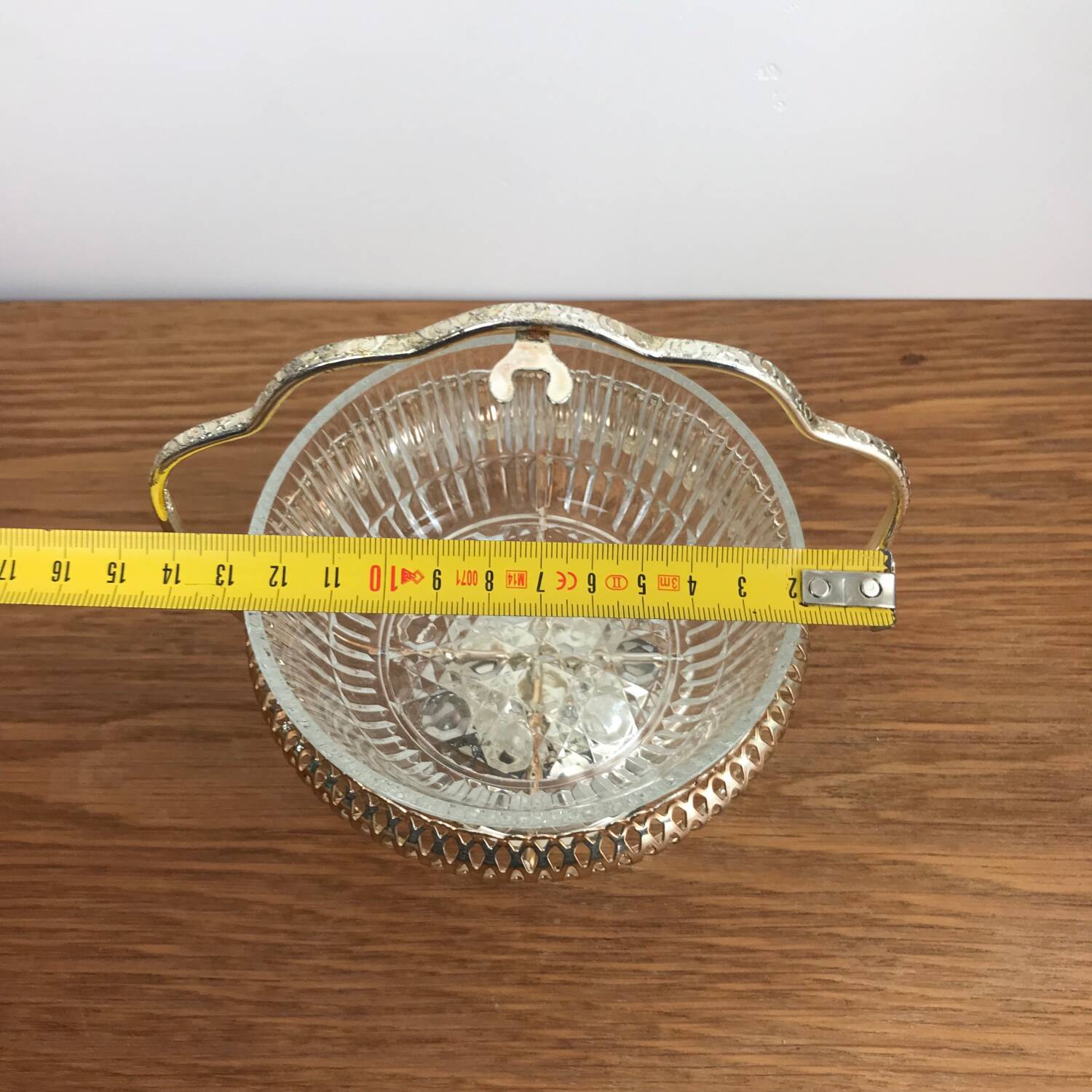 Vintage English Metal and Glass Sugar Bowl / Jam Bowl