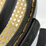 Bentwood mod 233 Black Desk Chair with Rattan Seat by Thonet, 1930s