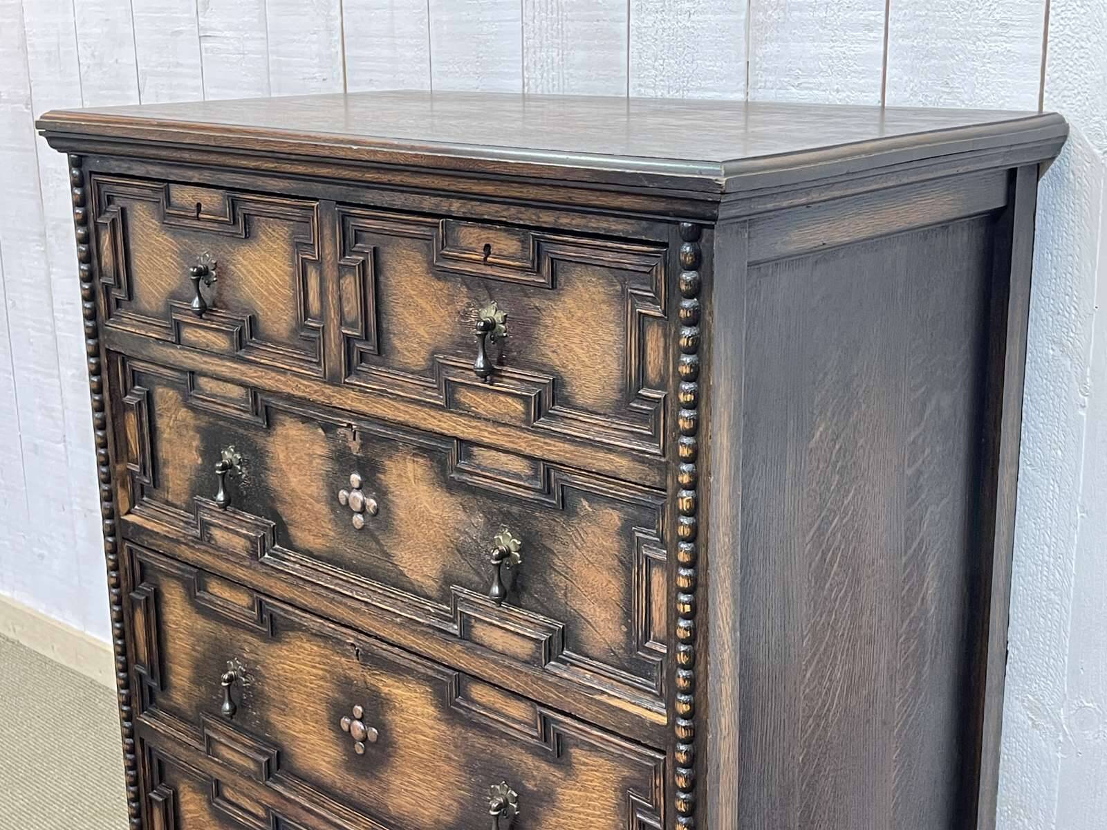 1950s English oak chest of drawers