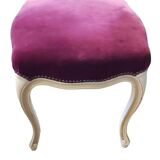 Castle chair and footrest in wood and burgundy velvet